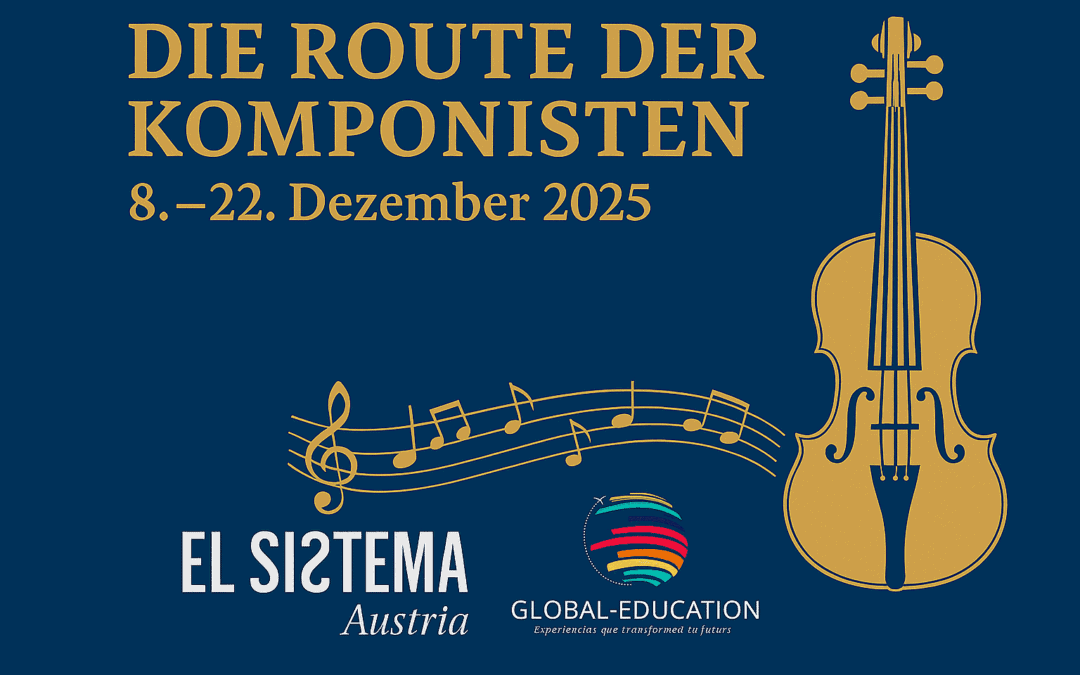 1. Orchestra violin and musical notes for El Sistema Austria music program.